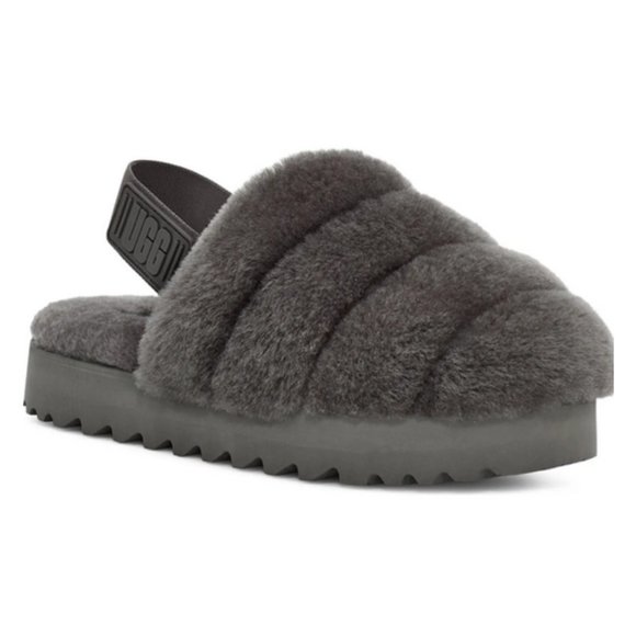 NEW UGG Sizes 8, 10 Super Fluff Genuine Shearling Slingback Slipper, Charcoal - Picture 1 of 6